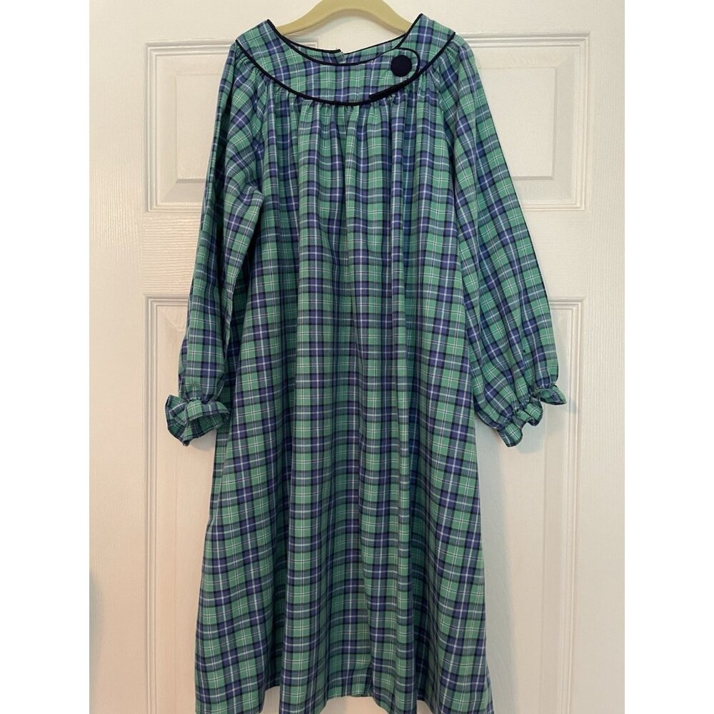 boutique girls dress 12 Castles and Crowns blue plaid bishop flannel long sleeve - Picture 2 of 8